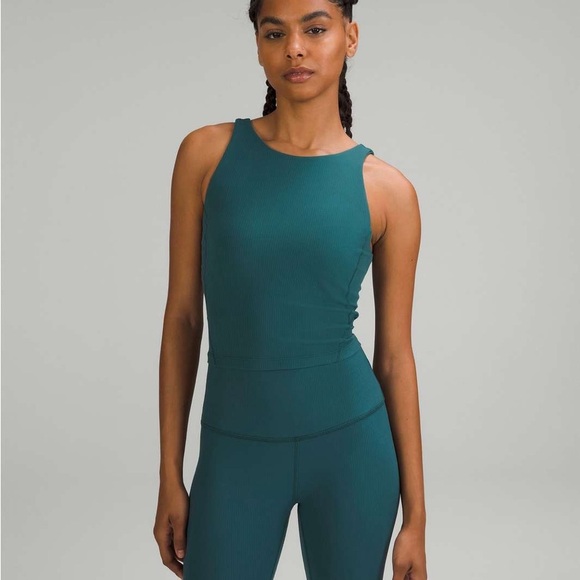🆕 Lululemon Align Ribbed High Neck Tank - Green Jasper - Picture 10 of 11